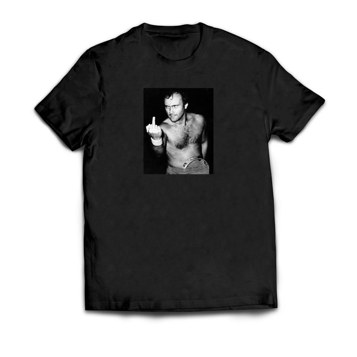 Phil Colins Middle Finger Black & White T-Shirt