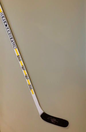 Derek Sanderson Autographed Hockey Stick - LOT #7 SERIES 3
