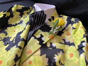 Don Cherry worn "Yellow Floral" Jacket,Shirt, Tie and Link Ensemble  - LOT #20 SERIES 3