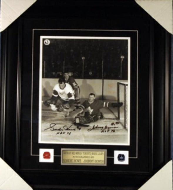 Gordie Howe , Johnny Bower Autographed Framed Print Donated Doug Laurie Sports - LOT #22 SERIES 3